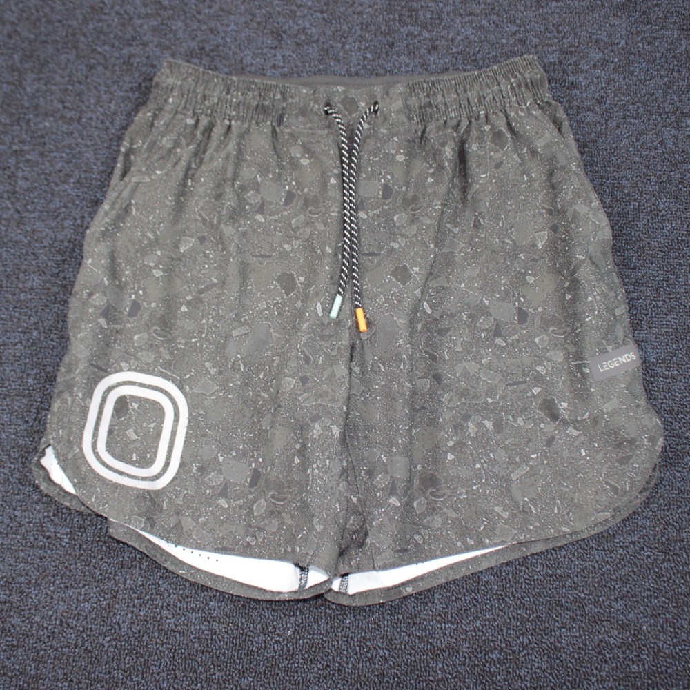 Legends Shorts Mens Medium Luka Grey Terrazzo Print Athletic Running Gym 7"